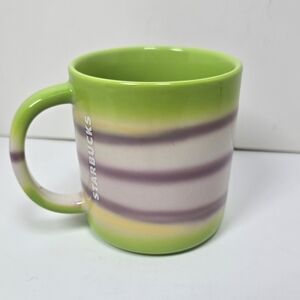 Starbucks Mug with Green Purple Gradient Bands Nwt